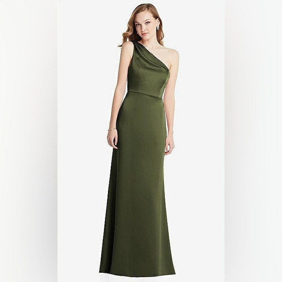 U Neckline Straps Trumpet Olive Green Formal Dresses